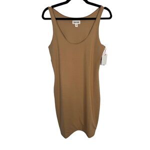 NWT Open Edit Medium Tan Sleeveless Bodycon Tank Dress Polyester/Rayon/Spandex